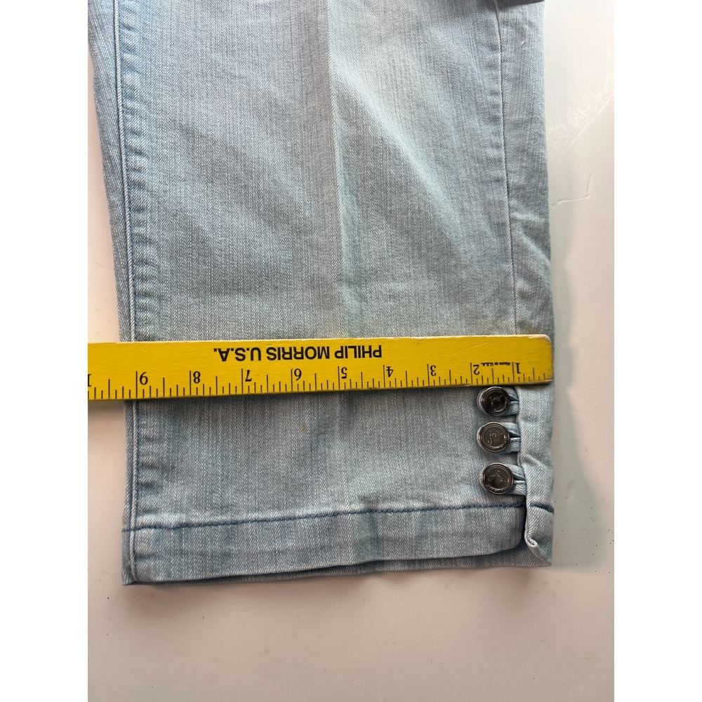 GV Women's Capri Jeans Sz 18 Stretch 18W Blue Button Hem Dream Wash W38 L20.5 - Picture 5 of 13